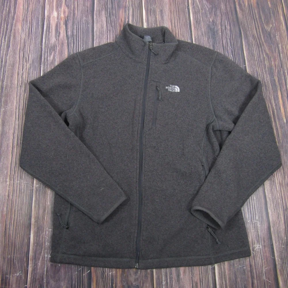 The North Face Jacket Mens Large Gray Fleece Full Zip Hiking Outdoor Coat